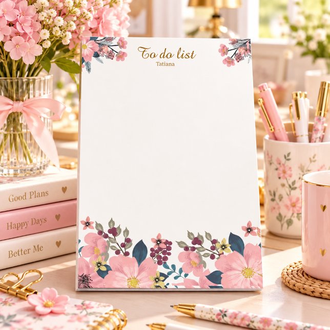 Elegant Pink Floral Frame Post-it Notes (Creator Uploaded)