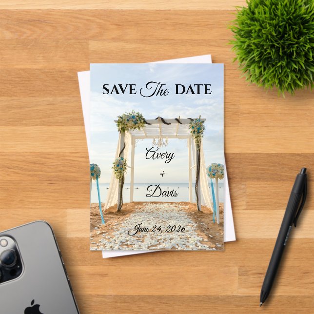 Elegant Pink Floral Fully Editable Save the Date Acrylic Invitations (Insitu (Invitation Card))