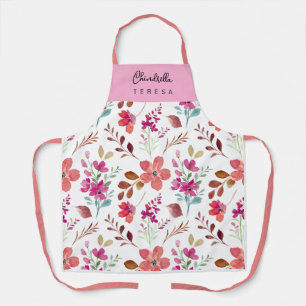Elegant Pink Floral Garden Blossom Design Apron
