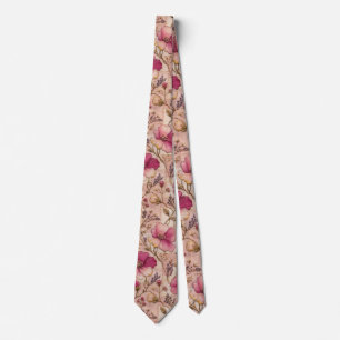 Elegant Pink Floral Garden Pattern Tie