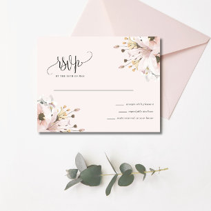 Elegant Pink Floral Garden Wedding RSVP Card