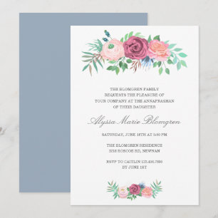 Elegant Pink Floral Garland Girl Annaprashan Invitation