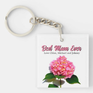 Elegant pink floral gift for mom keychain