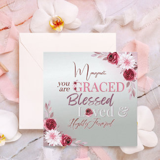 Elegant Pink Floral Graced Blessed Loved Card