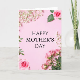 Elegant Pink Floral Happy Mother's Day Holiday Card