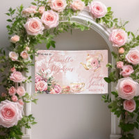 Elegant Pink Floral High Tea Girl Baby Shower