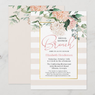 Elegant Pink Floral Hydrangea Bridal Shower Brunch Invitation