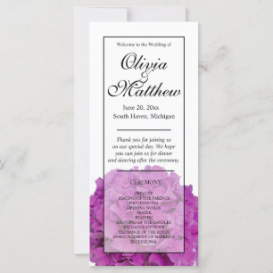 Elegant pink floral hydrangeas Wedding program