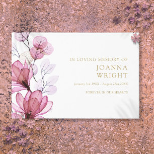 Elegant Pink Floral In Loving Memory Funeral Guest Book