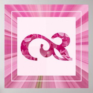 Elegant Pink Floral Left Right Curl Tiered Framing Poster
