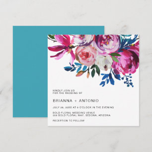Elegant Pink Floral Modern Wedding Invitation
