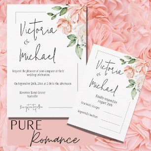 Elegant Pink Floral Modern Wedding RSVP Card