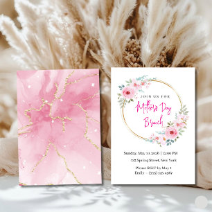 Elegant Pink Floral Mother's Day Brunch Invitation