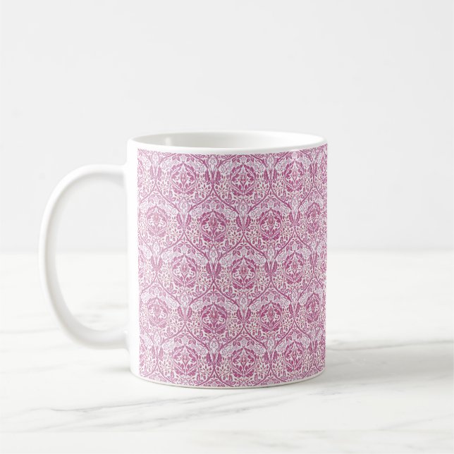 Elegant Pink Floral Pattern Coffee Mug (Left)