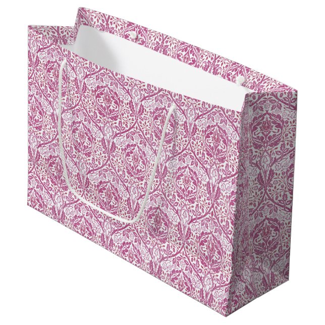 Elegant Pink Floral Pattern Large Gift Bag (Front Angled)