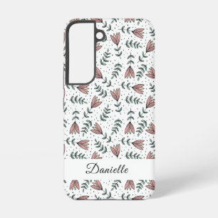 Elegant Pink Floral Pattern Name Samsung Galaxy Case