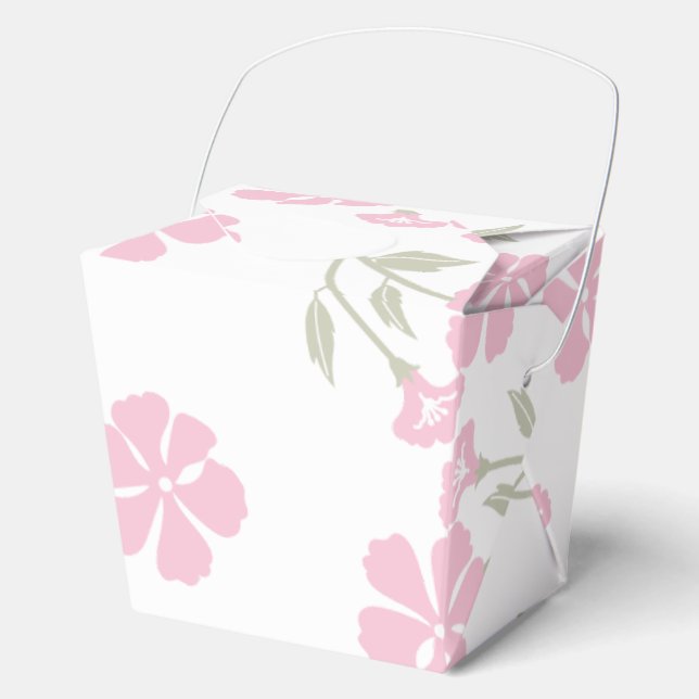 Elegant Pink Floral Pattern Take Out Favor Box (Front)