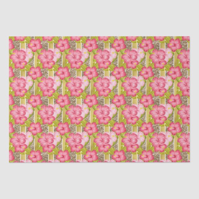 Elegant pink floral pattern Wedding tissue paper (Front)