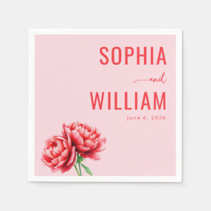 Elegant Pink Floral Peonies Napkin