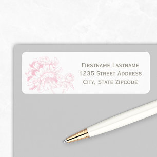 Elegant Pink Floral Peony Wedding Address