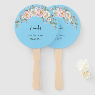 Elegant Pink Floral Personalized Hand Fan Favour