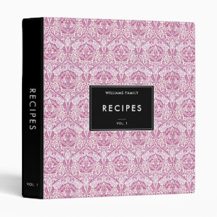 Elegant Pink Floral Personalized Recipe Binder