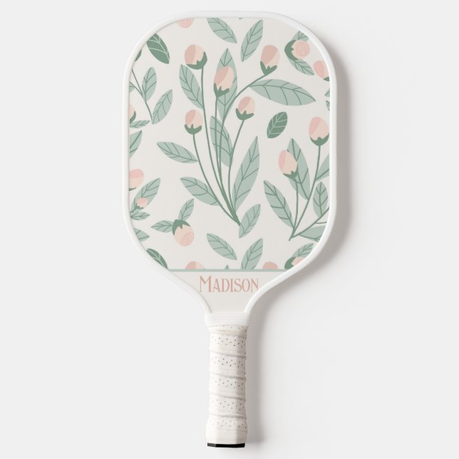 Elegant Pink Floral Pickleball Pickleball Paddle (Back)