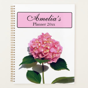 Elegant pink floral pink hydrangea planner