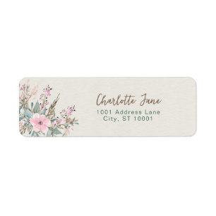 Élégant Pink Floral Retourner les étiquettes d'adr