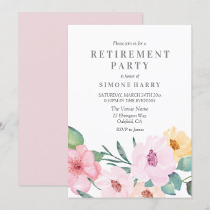 Élégant Pink Floral Retraite Party Invitation