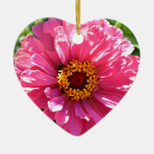 Elegant pink floral retro pink daisy  ceramic ornament