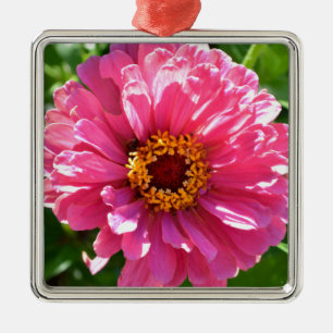 Elegant pink floral retro pink daisy metal ornament