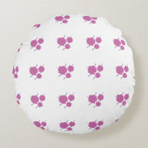 Elegant Pink Floral  Round Pillow