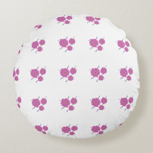 Elegant Pink Floral  Round Pillow (Front)