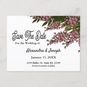 Elegant Pink Floral Save The Date Postcard