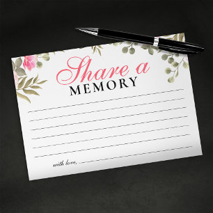 Elegant Pink Floral Share A Memory Enclosure Card