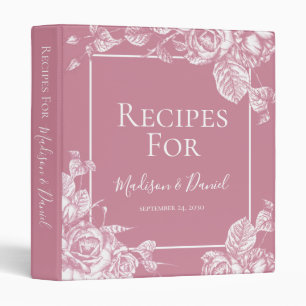 Elegant Pink Floral Shower Recipe 3 Ring Binder