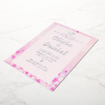 Elegant Pink Floral Silver Foil Invitation