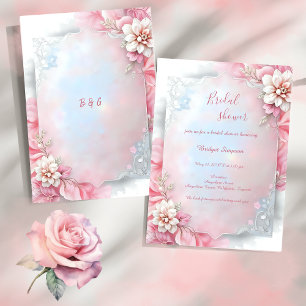Elegant Pink Floral Soft Pastel Glow bridal shower Invitation