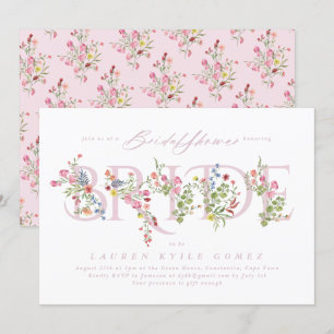 elegant pink floral spring BRIDE Bridal Shower Invitation