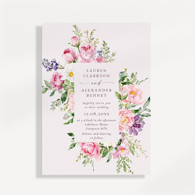 Elegant Pink Floral Spring Wedding Invitation (Créateur téléchargé)