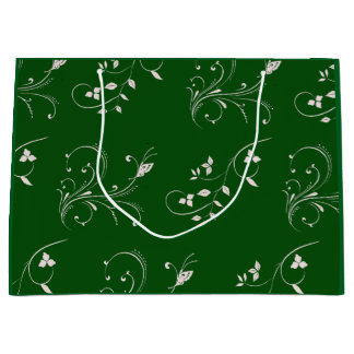 Elegant Pink Floral Swirl  Large Gift Bag