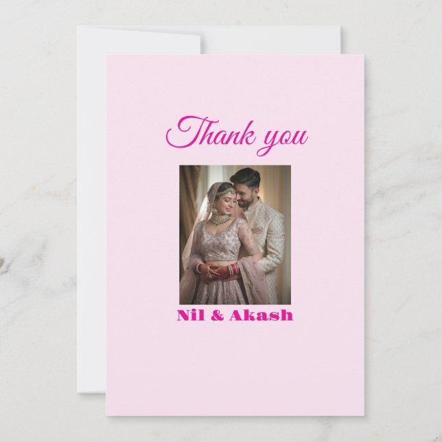 Elegant Pink Floral Thank you card (Back)