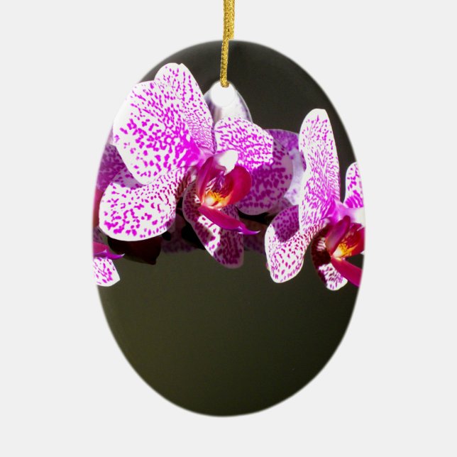 Elegant pink floral tropical pink orchids ceramic ornament (Front)