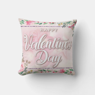 Elegant Pink Floral Valentine's Day Throw Pillow