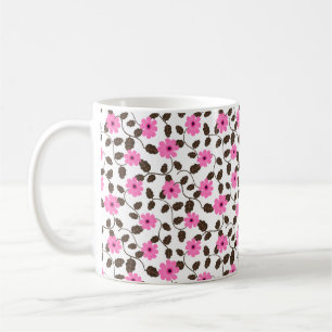 Elegant Pink Floral Vine Pattern Coffee Mug