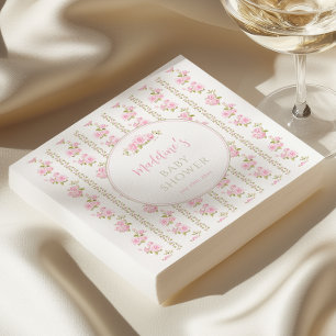 Elegant Pink Floral Vintage Napkin