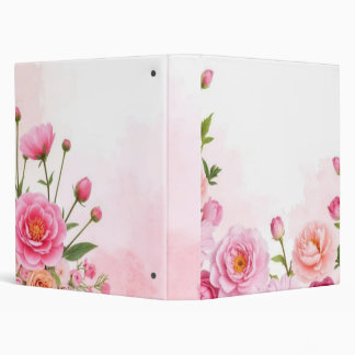 Elegant Pink Floral Watercolor 3-Ring Binder