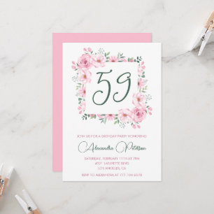 Elegant Pink Floral Watercolor 59th birthday Invitation