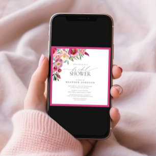 Elegant Pink Floral Watercolor Bridal Shower Invitation